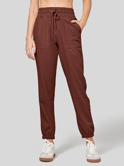 Lavisa - Women's Lightweight Lyocell Linen Joggers - Drawstring