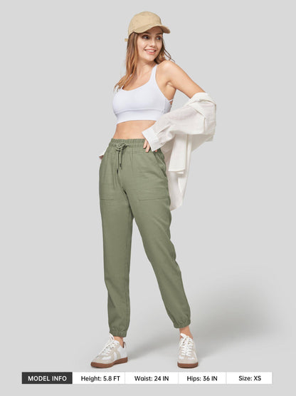 Lavisa - Women's Lightweight Lyocell Linen Joggers - Drawstring