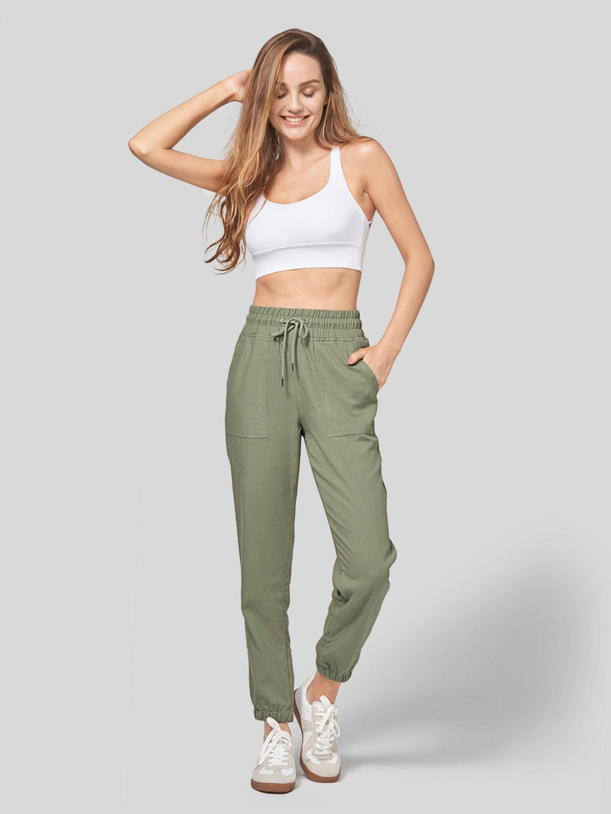 Lavisa - Women's Lightweight Lyocell Linen Joggers - Drawstring