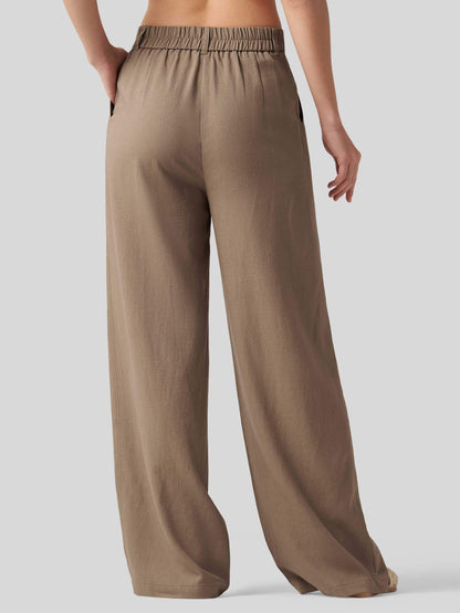 Lavisa - Women's Linen Wide Leg Pants - Flat Front & Comfortable