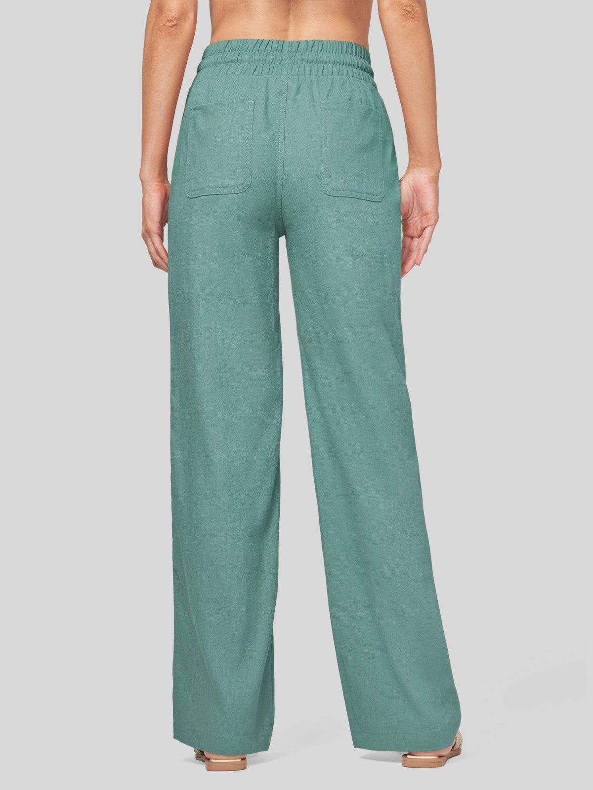 Lavisa - Women's Cotton Linen Wide Leg Drawstring Pants