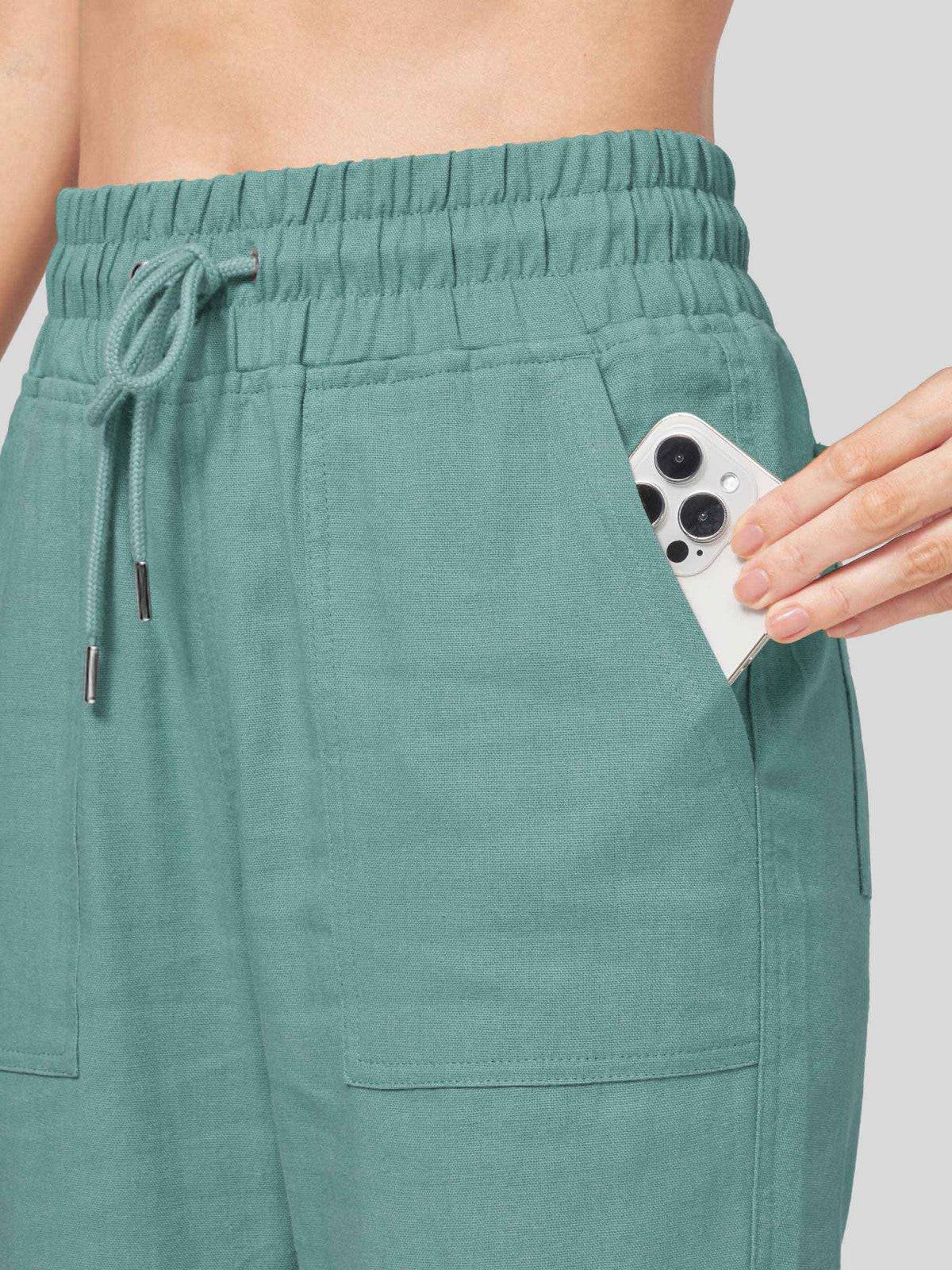 Lavisa - Women's Cotton Linen Wide Leg Drawstring Pants