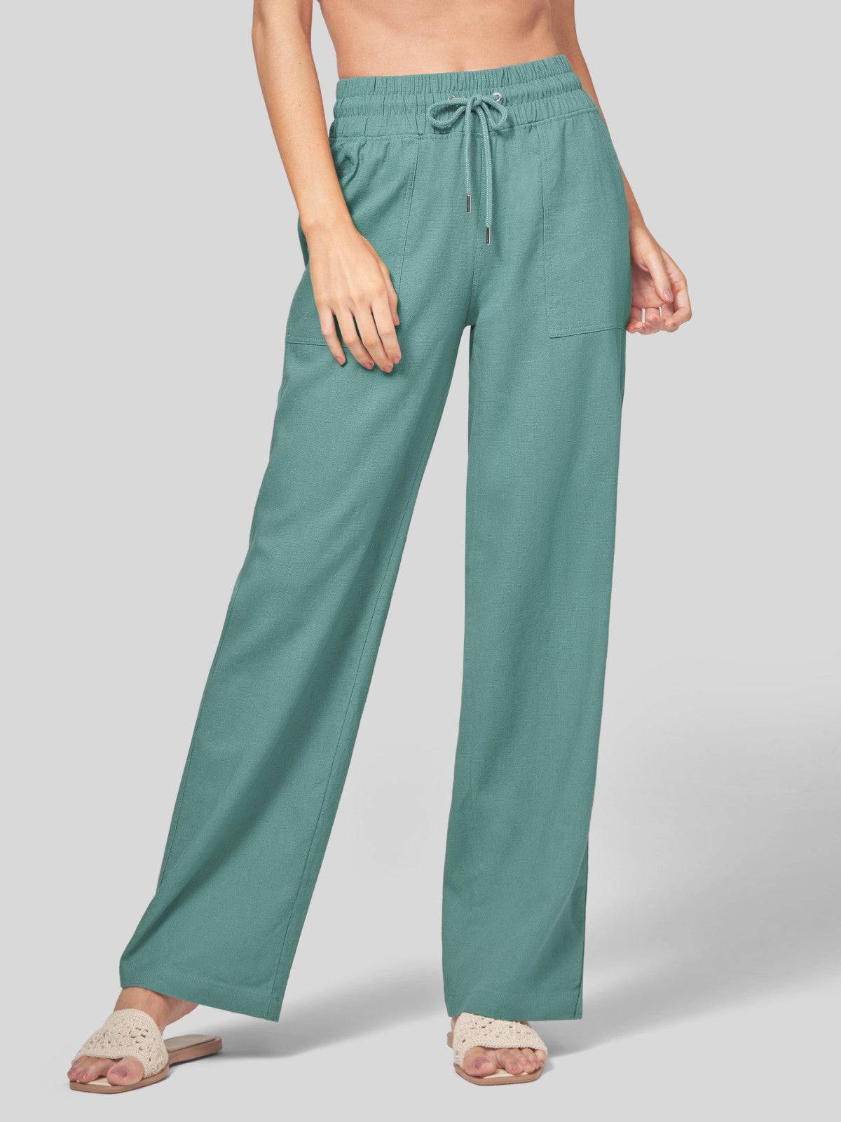 Lavisa - Women's Cotton Linen Wide Leg Drawstring Pants