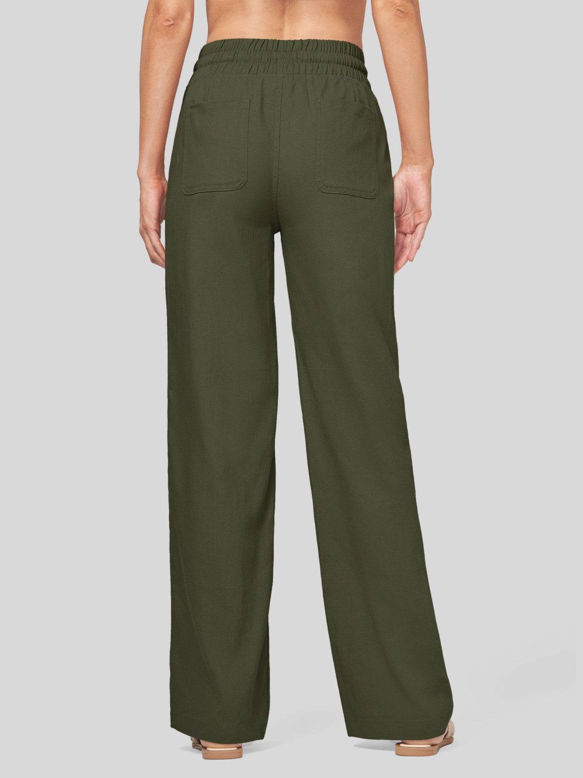 Lavisa - Women's Cotton Linen Wide Leg Drawstring Pants
