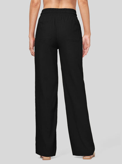 Lavisa - Women's Easy Fit Linen Wide Leg Drawstring Pants
