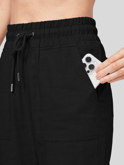 Lavisa - Women's Cotton Linen Wide Leg Drawstring Pants