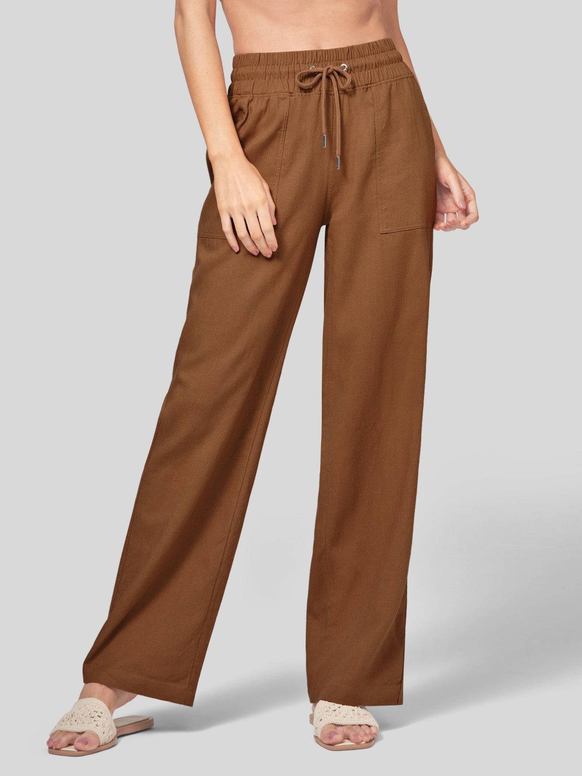 Lavisa - Women's Cotton Linen Wide Leg Drawstring Pants