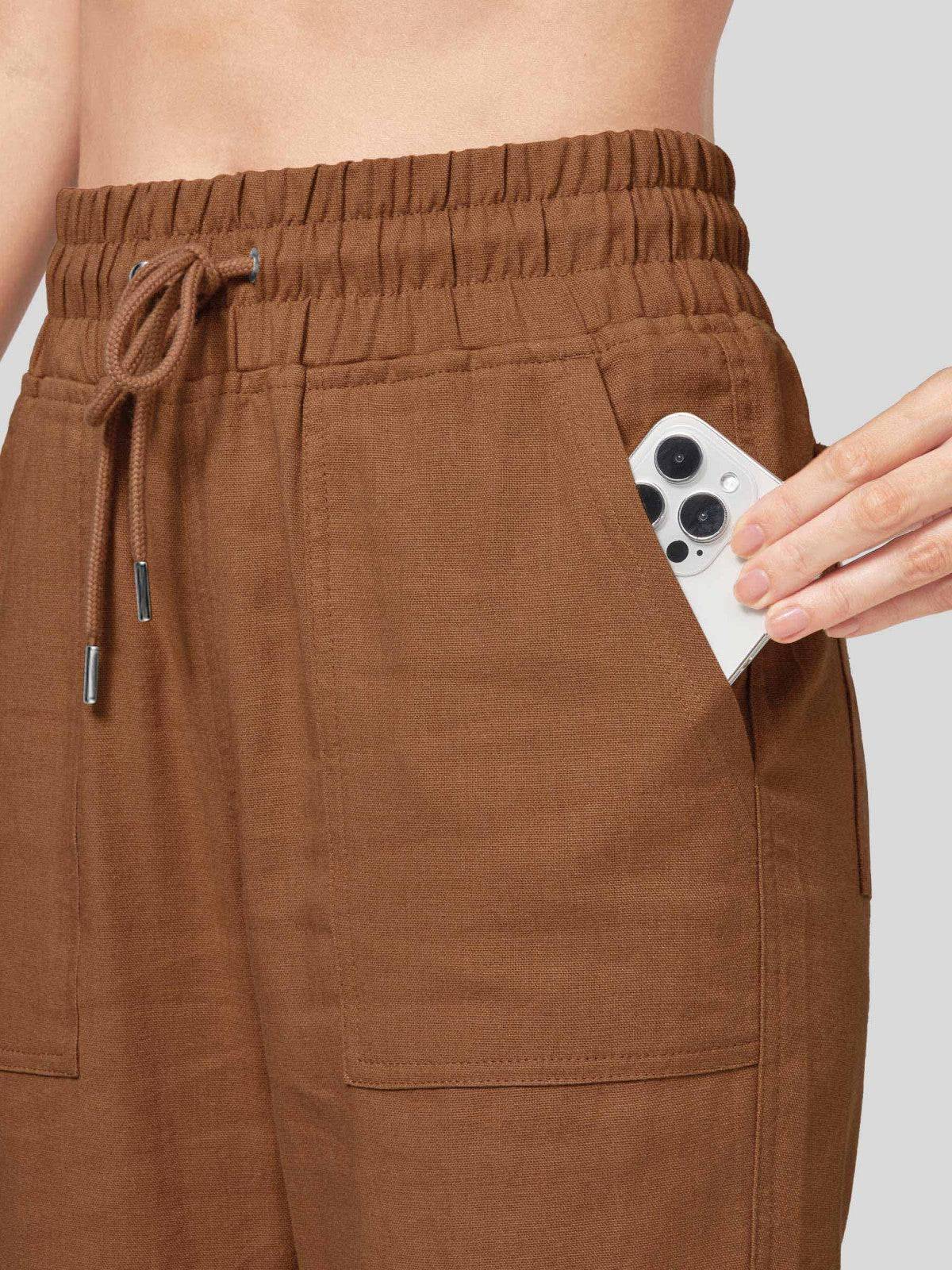 Lavisa - Women's Cotton Linen Wide Leg Drawstring Pants