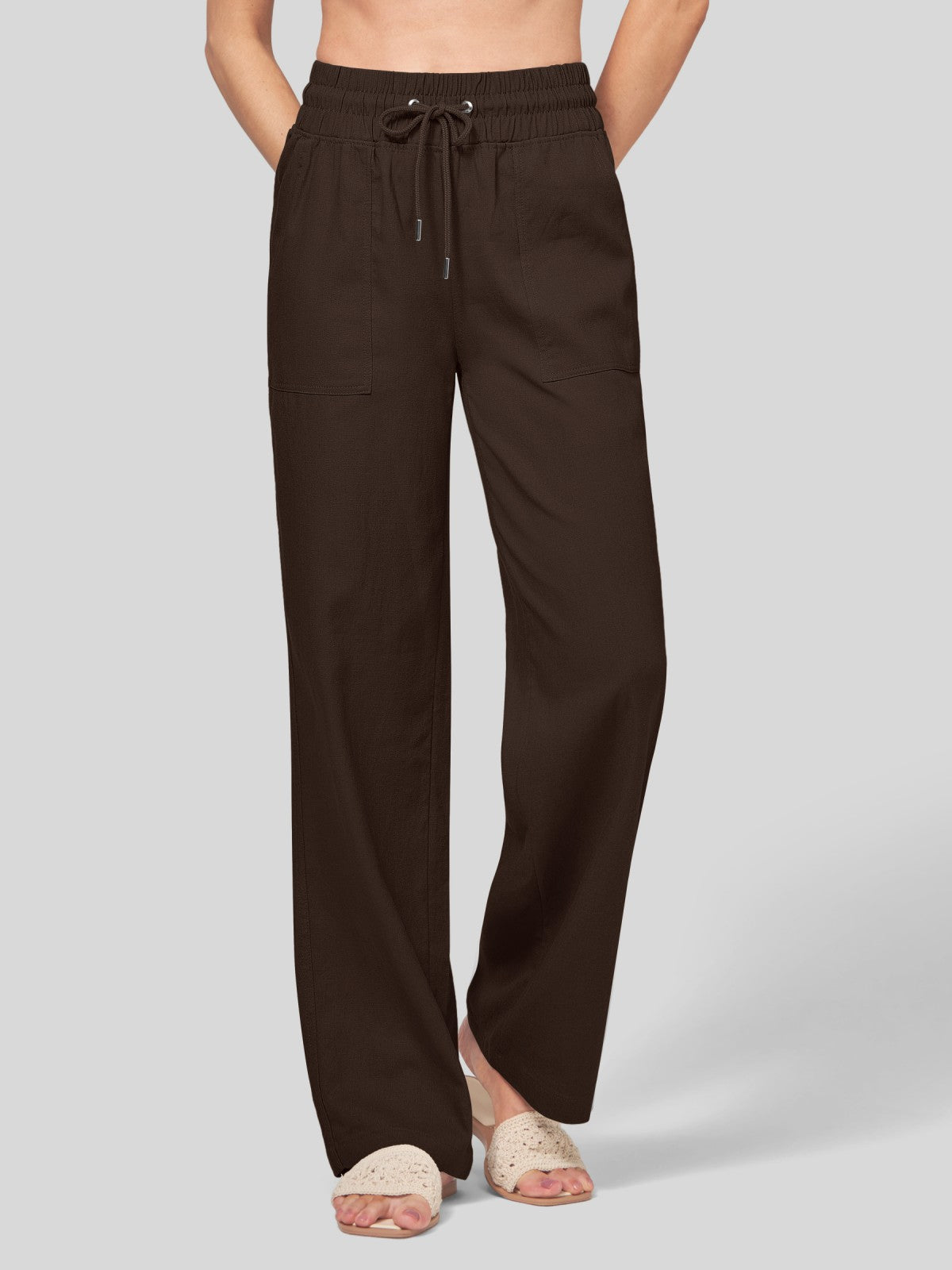 Lavisa - Women's Easy Fit Linen Wide Leg Drawstring Pants