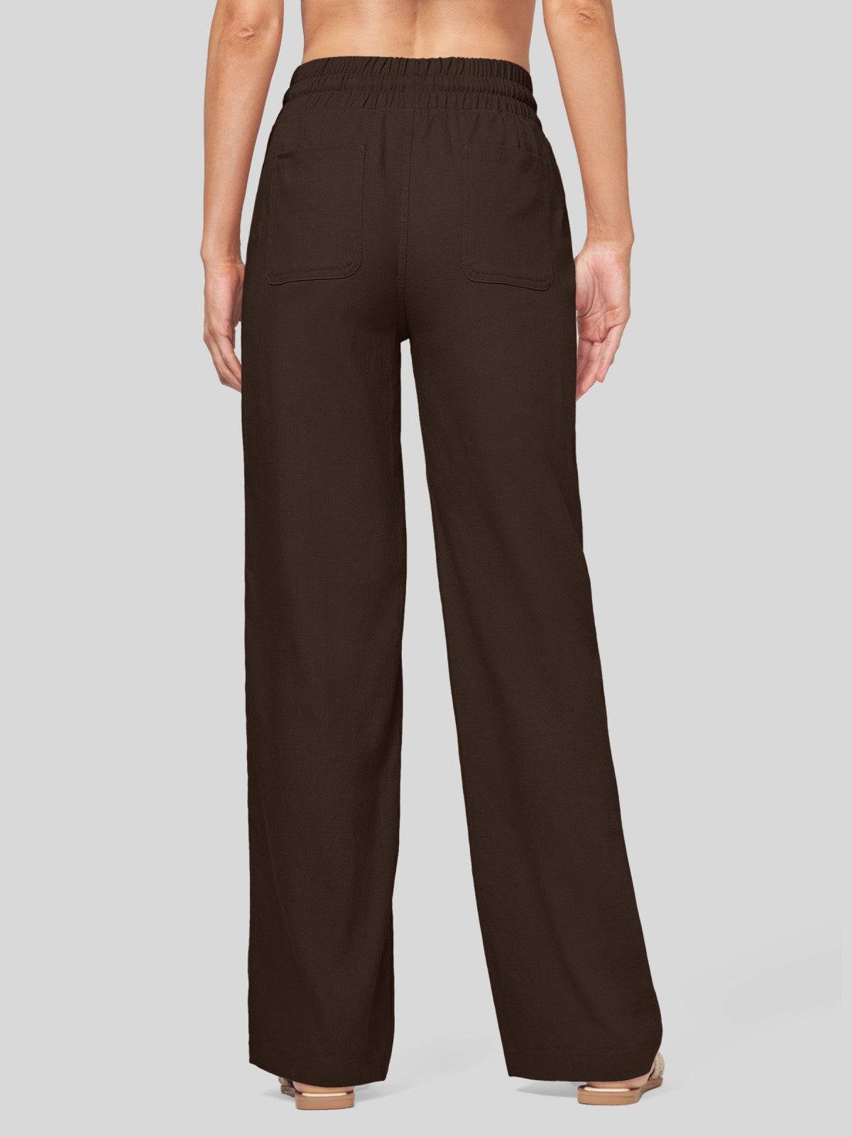 Lavisa - Women's Cotton Linen Wide Leg Drawstring Pants