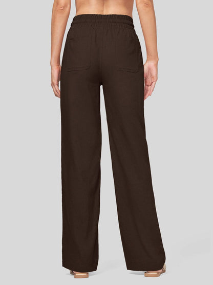 Lavisa - Women's Cotton Linen Wide Leg Drawstring Pants