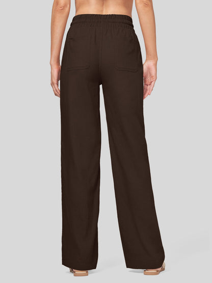 Lavisa - Women's Easy Fit Linen Wide Leg Drawstring Pants
