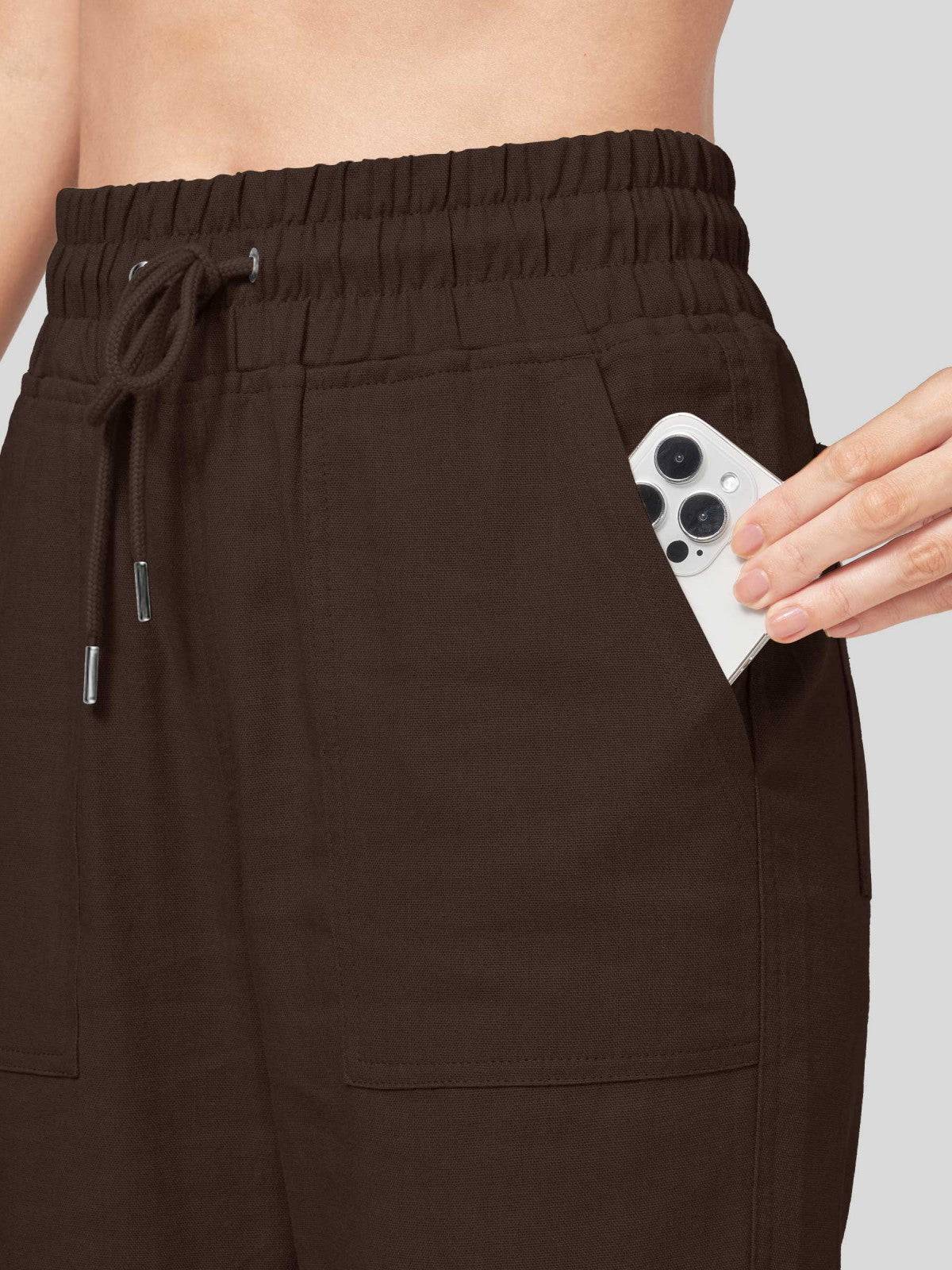 Lavisa - Women's Cotton Linen Wide Leg Drawstring Pants