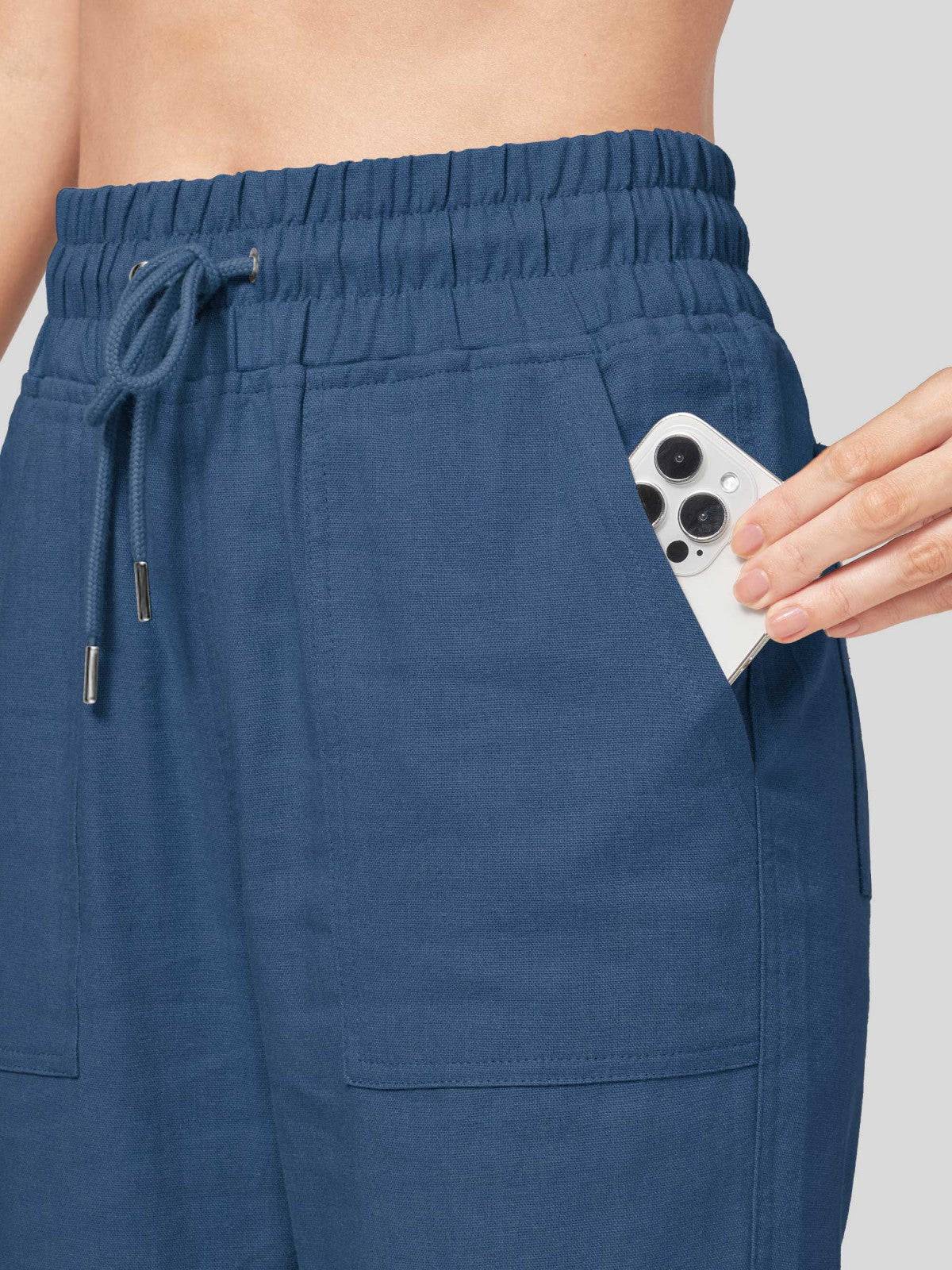 Lavisa - Women's Cotton Linen Wide Leg Drawstring Pants