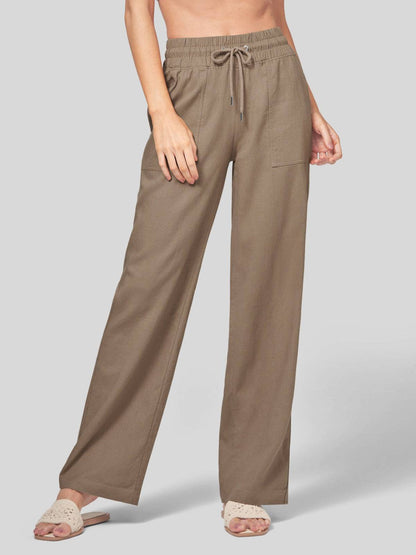 Lavisa - Women's Cotton Linen Wide Leg Drawstring Pants