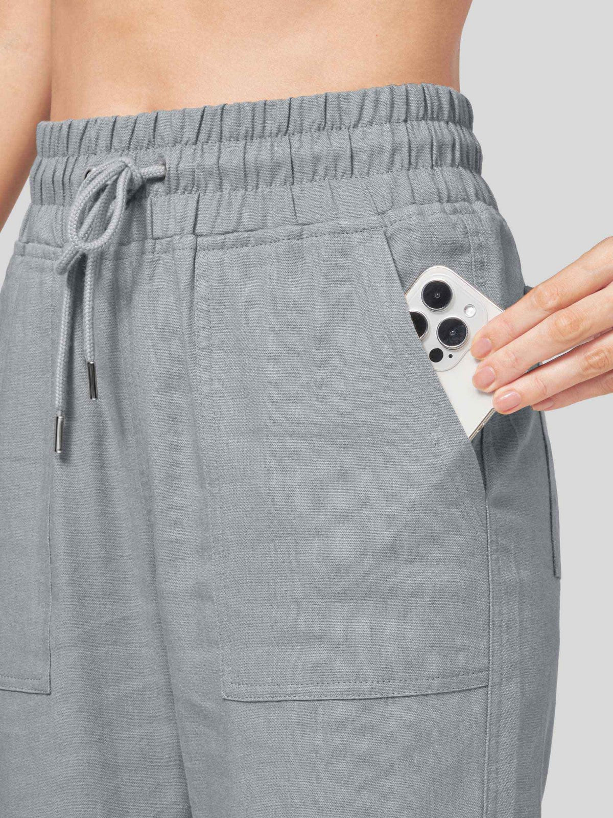 Lavisa - Women's Easy Fit Linen Wide Leg Drawstring Pants