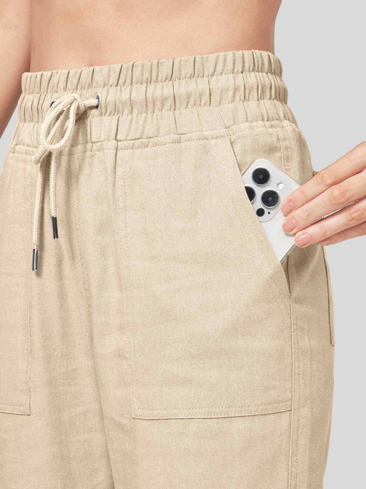 Lavisa - Women's Cotton Linen Wide Leg Drawstring Pants