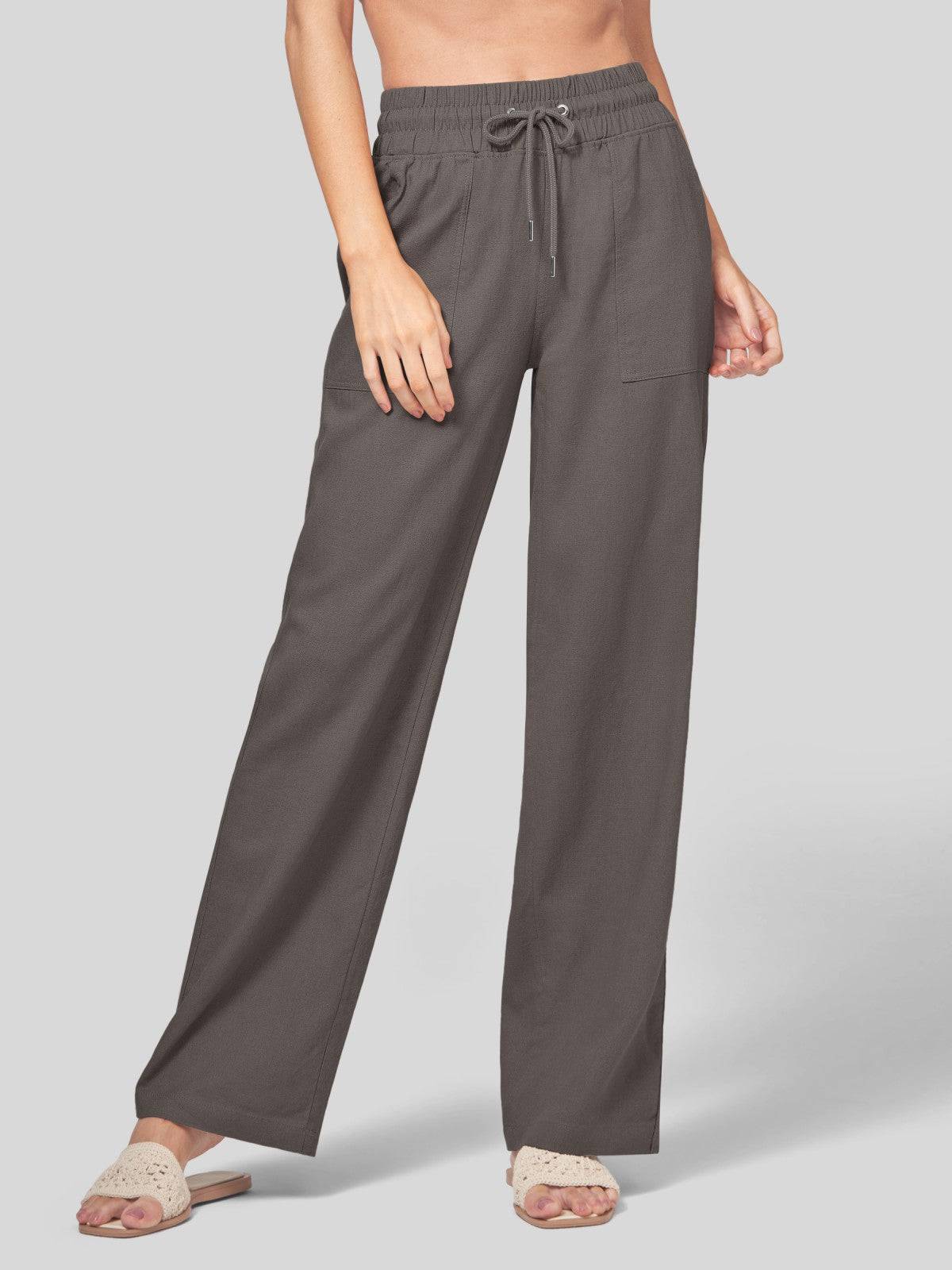 Lavisa - Women's Cotton Linen Wide Leg Drawstring Pants