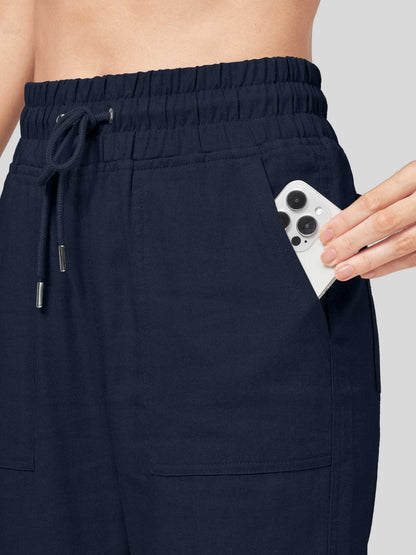Lavisa - Women's Easy Fit Linen Wide Leg Drawstring Pants