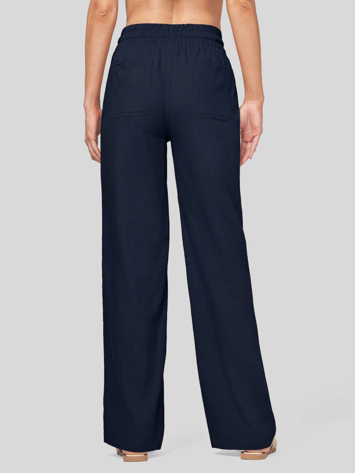 Lavisa - Women's Cotton Linen Wide Leg Drawstring Pants
