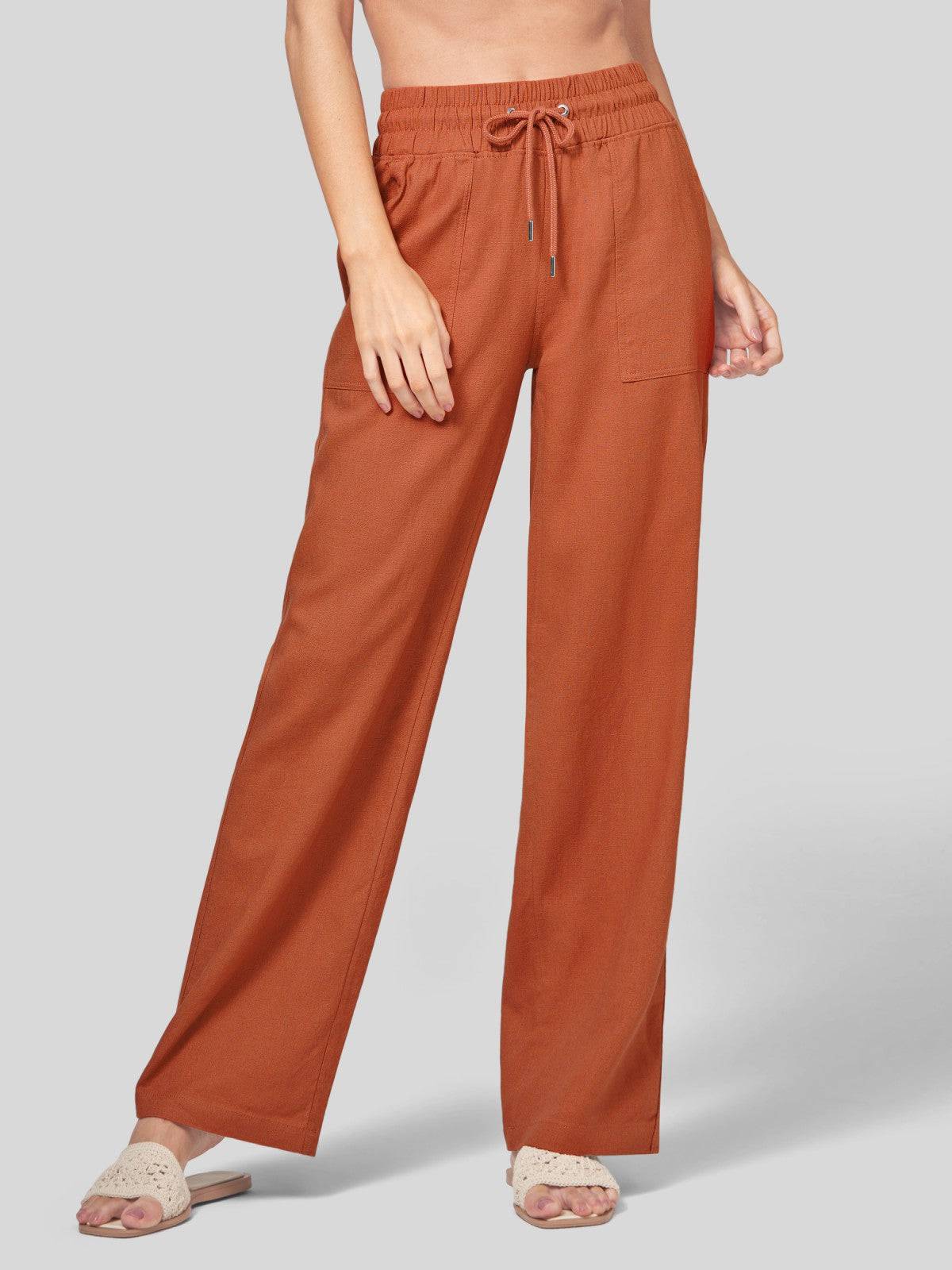 Lavisa - Women's Cotton Linen Wide Leg Drawstring Pants