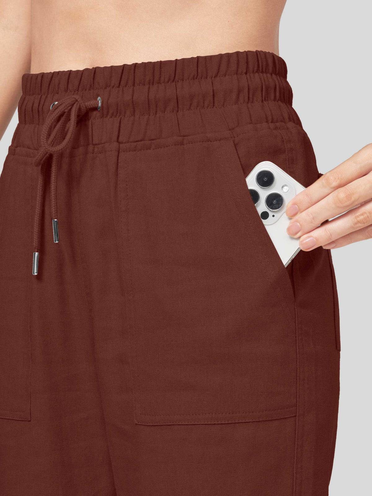 Lavisa - Women's Cotton Linen Wide Leg Drawstring Pants