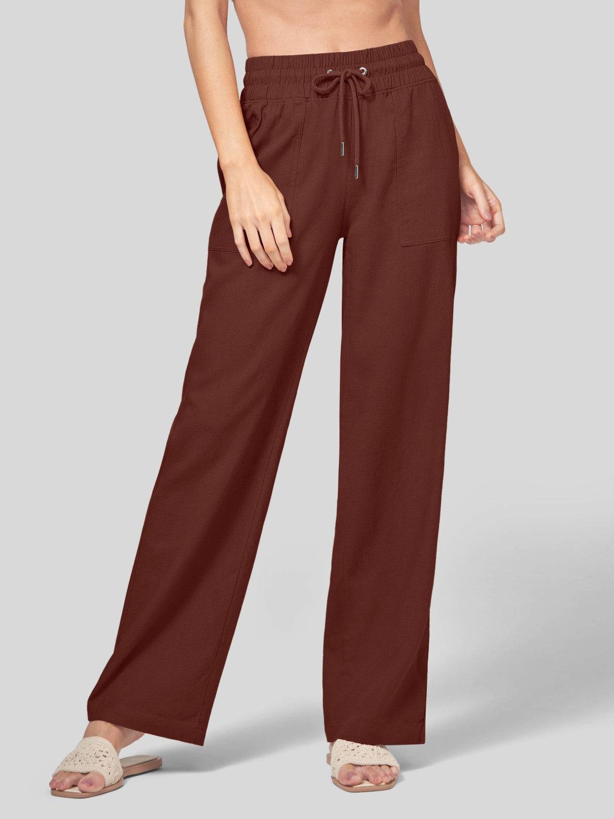 Lavisa - Women's Cotton Linen Wide Leg Drawstring Pants
