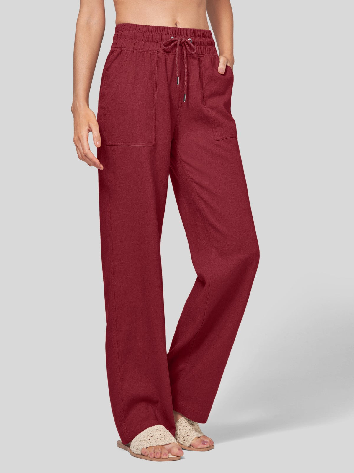 Lavisa - Women's Easy Fit Linen Wide Leg Drawstring Pants