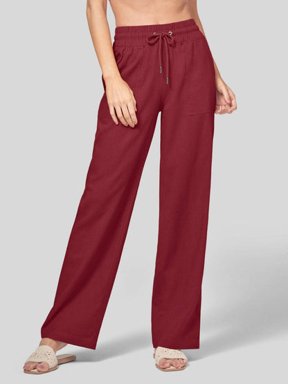 Lavisa - Women's Cotton Linen Wide Leg Drawstring Pants