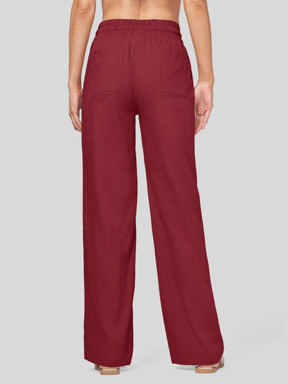 Lavisa - Women's Easy Fit Linen Wide Leg Drawstring Pants