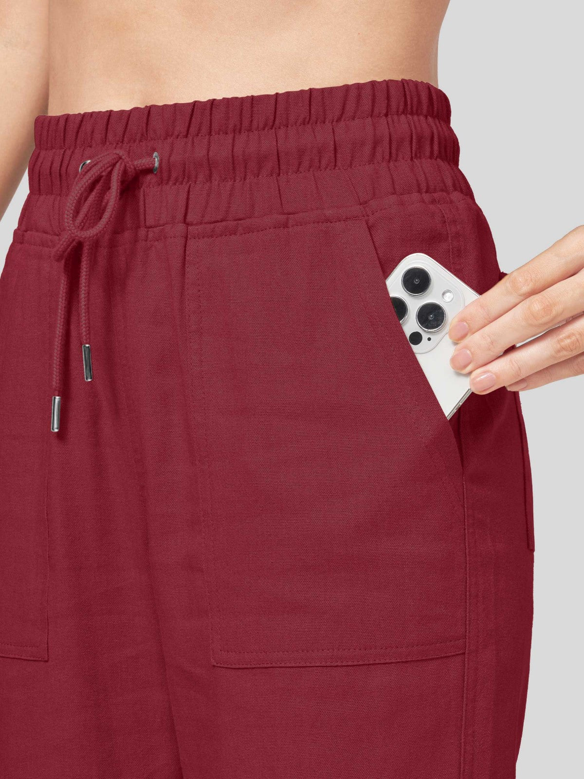 Lavisa - Women's Easy Fit Linen Wide Leg Drawstring Pants
