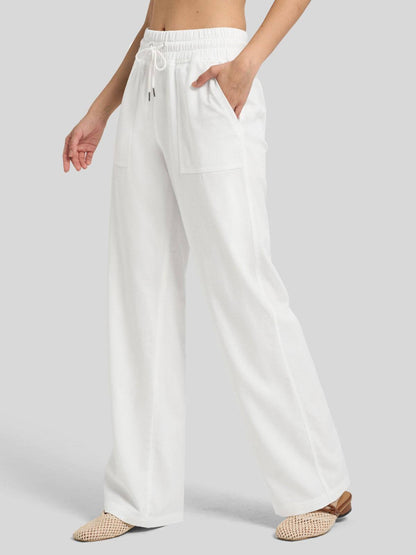 Lavisa - Women's Cotton Linen Wide Leg Drawstring Pants
