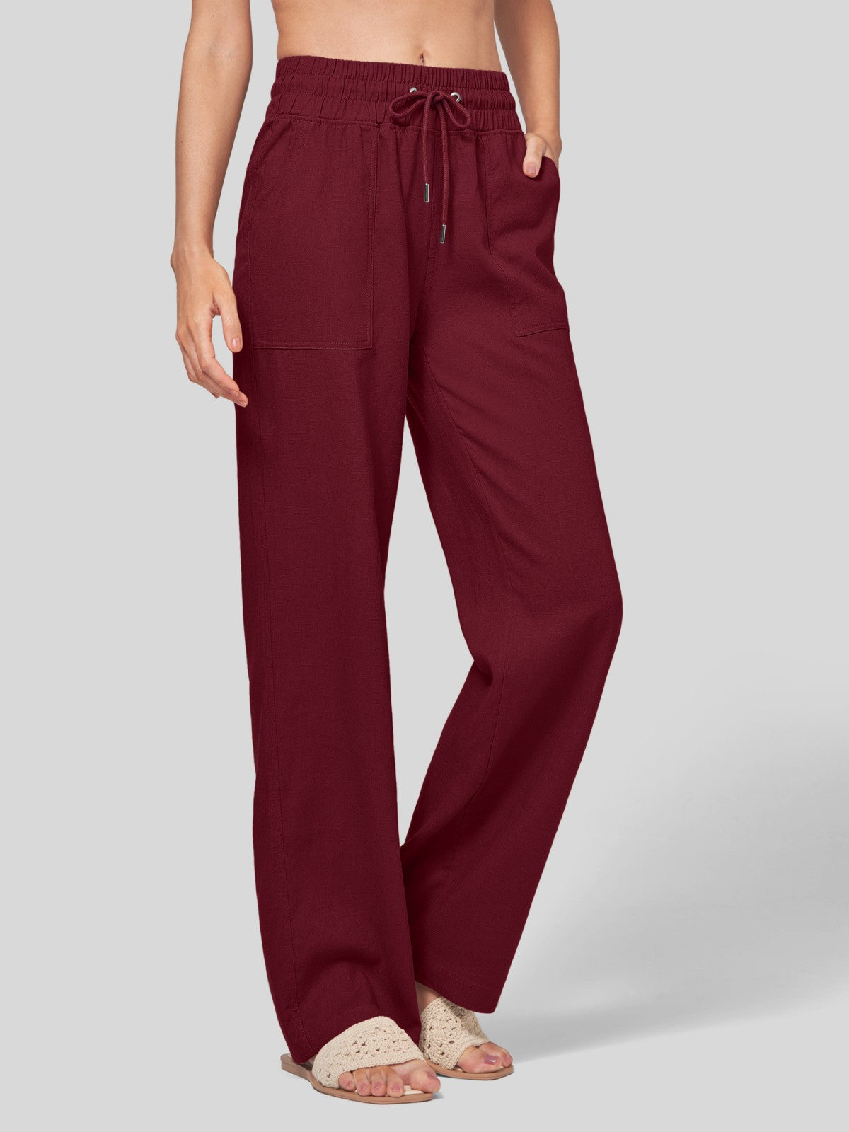 Lavisa - Women's Easy Fit Linen Wide Leg Drawstring Pants