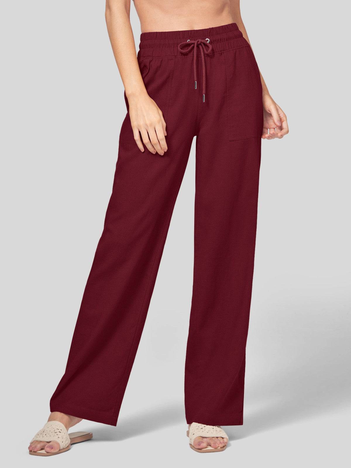 Lavisa - Women's Cotton Linen Wide Leg Drawstring Pants