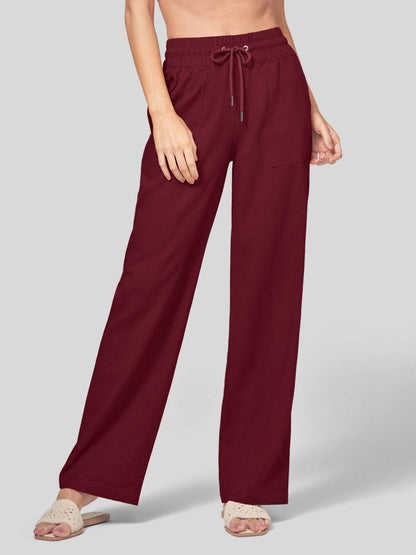 Lavisa - Women's Cotton Linen Wide Leg Drawstring Pants