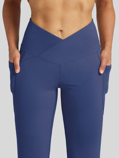 Lavisa - Women's Crossover Flare Yoga Leggings - High Waist & Pockets
