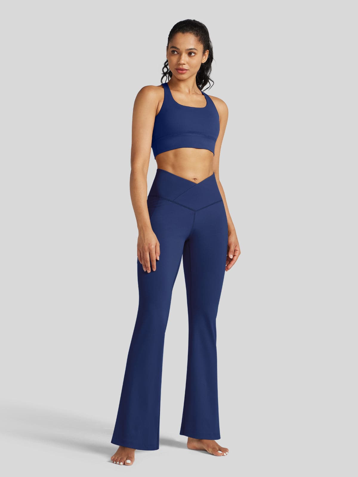Lavisa - Women's Crossover Flare Yoga Leggings - High Waist & Pockets