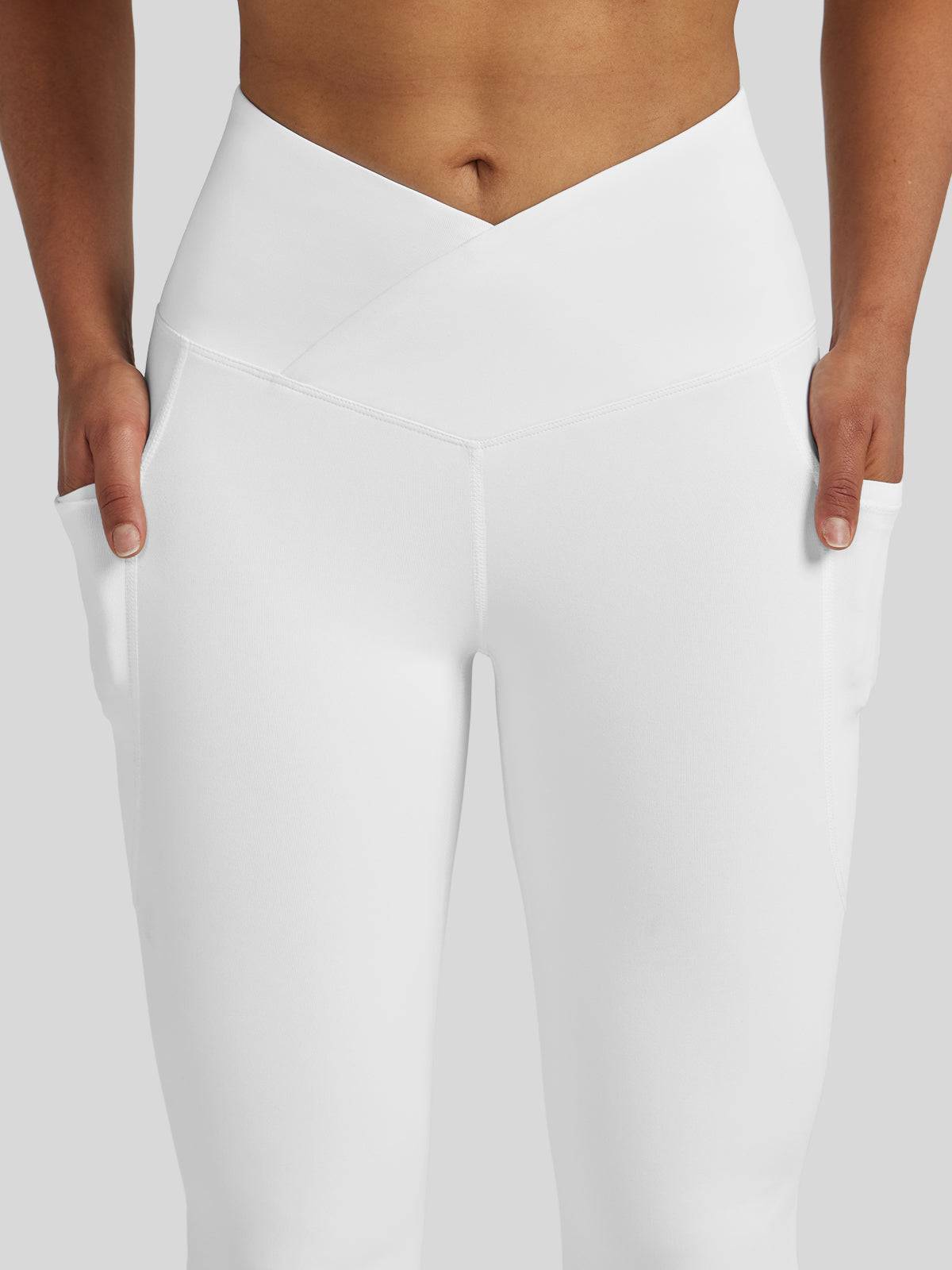 Lavisa - Women's Crossover Flare Yoga Leggings - High Waist & Pockets