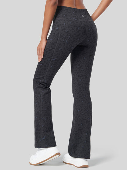 Lavisa - Women's Fleece Lined Crossover Flared Leggings with Pockets