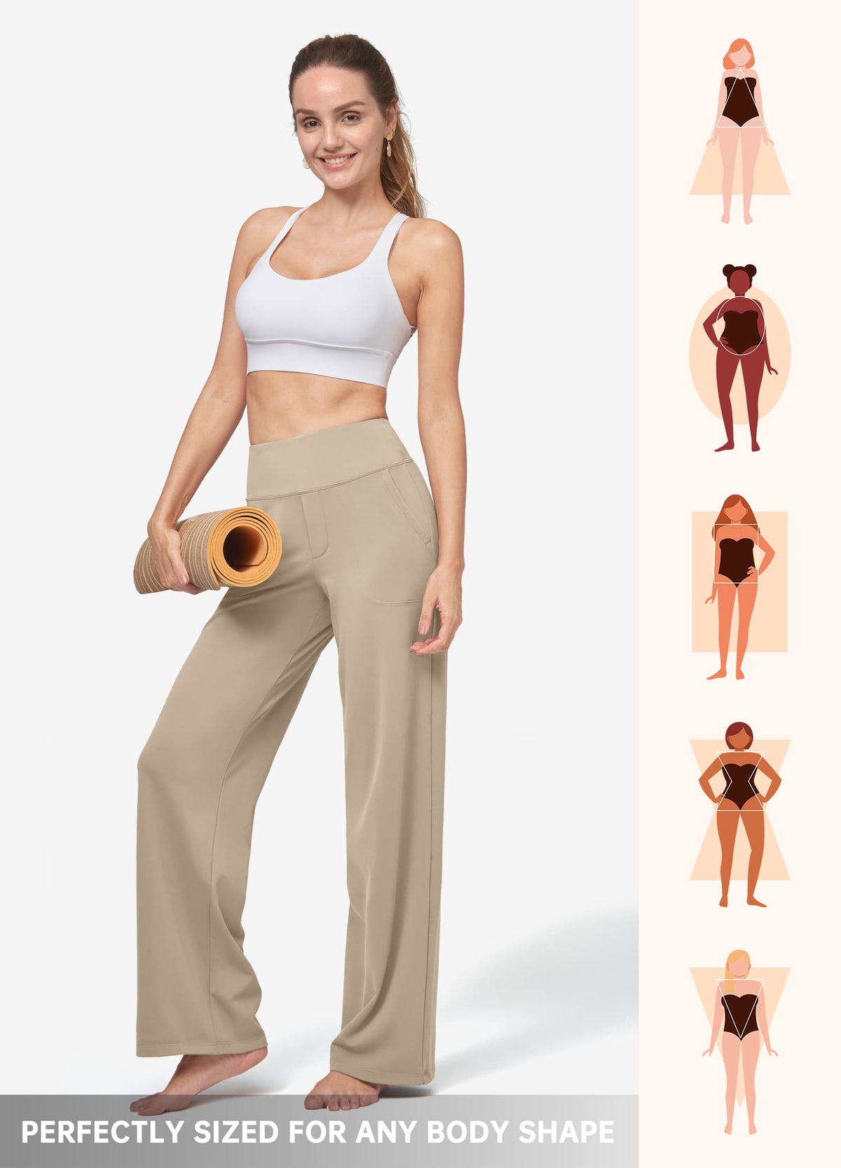 Lavisa - Women's High Rise Yoga Dress Pants - Wide Leg Work Trousers