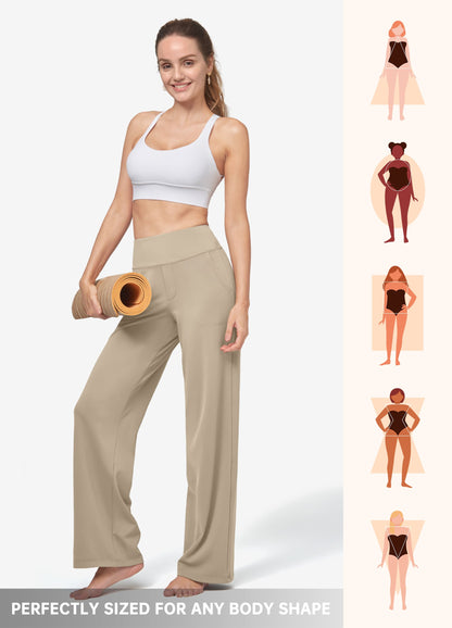 Lavisa - Women's High Rise Yoga Dress Pants - Wide Leg Work Trousers