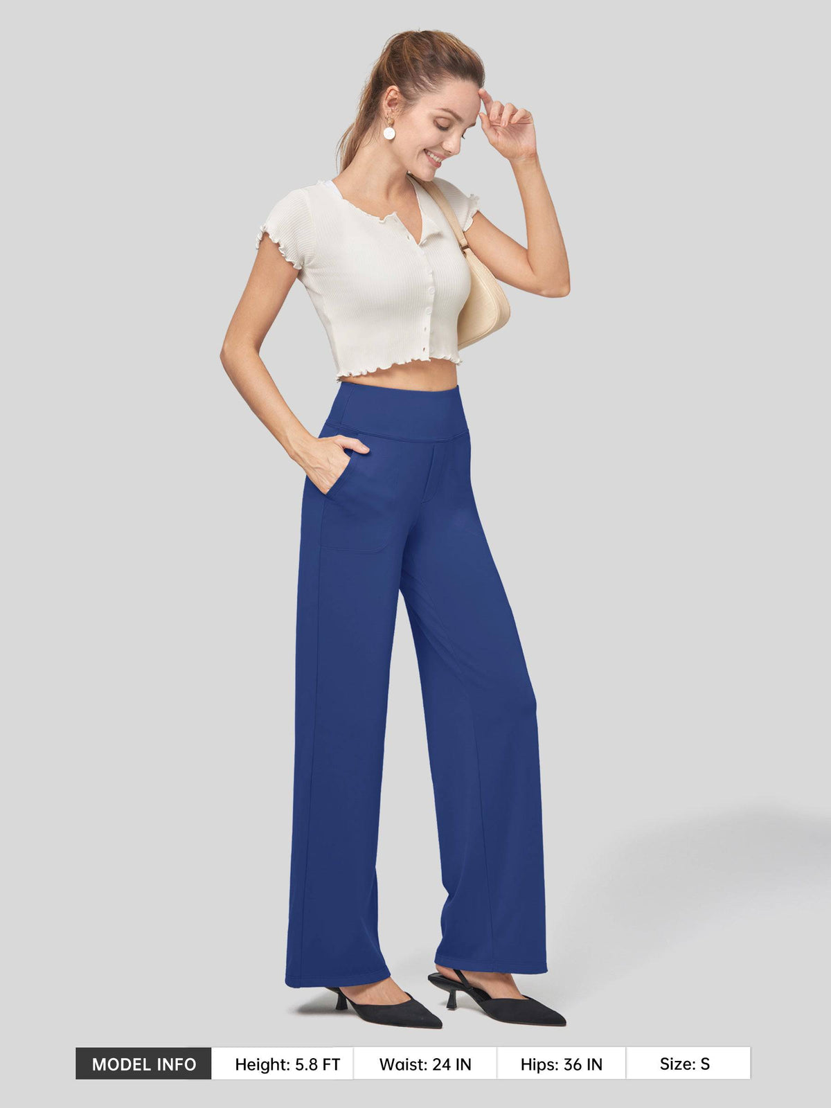 Lavisa - Women's High Rise Yoga Dress Pants - Wide Leg Work Trousers
