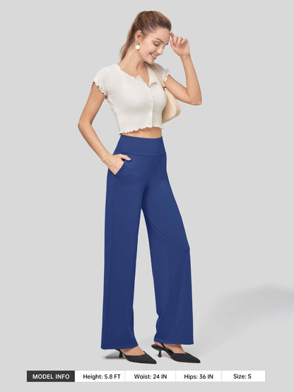 Lavisa - Women's High Rise Yoga Dress Pants - Wide Leg Work Trousers