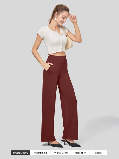 Lavisa - Women's High Rise Yoga Dress Pants - Wide Leg Work Trousers