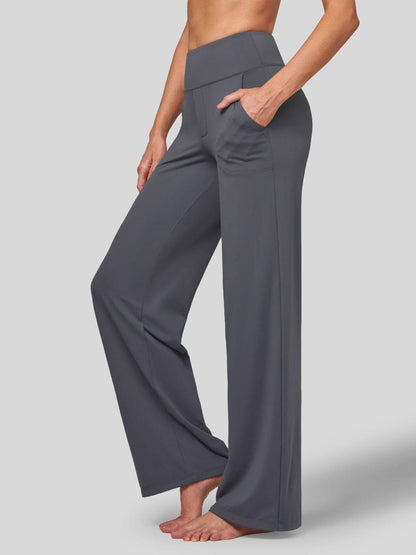 Lavisa - Women's High Rise Yoga Dress Pants - Wide Leg Work Trousers