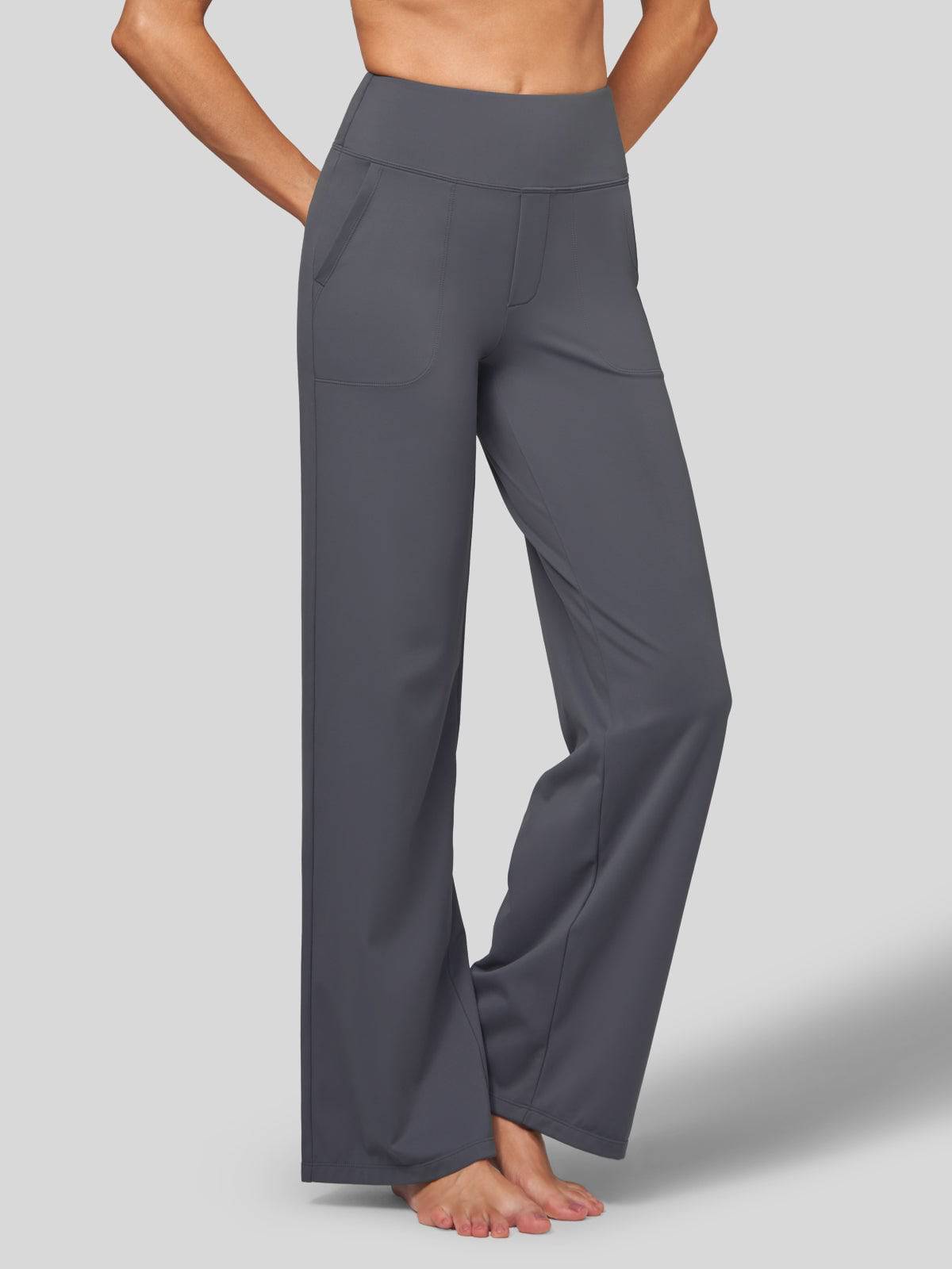 Lavisa - Women's High Rise Yoga Dress Pants - Wide Leg Work Trousers