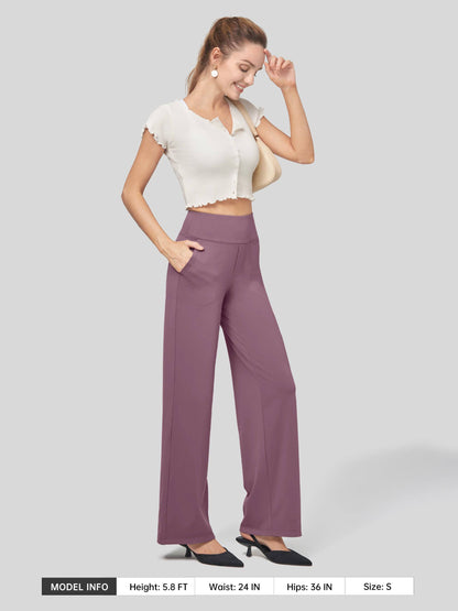 Lavisa - Women's High Rise Yoga Dress Pants - Wide Leg Work Trousers
