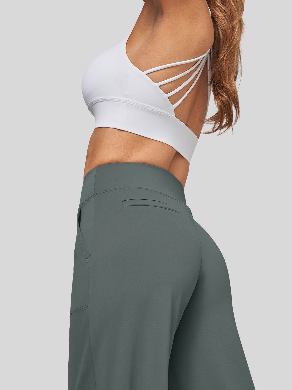 Lavisa - Women's High Rise Yoga Dress Pants - Wide Leg Work Trousers