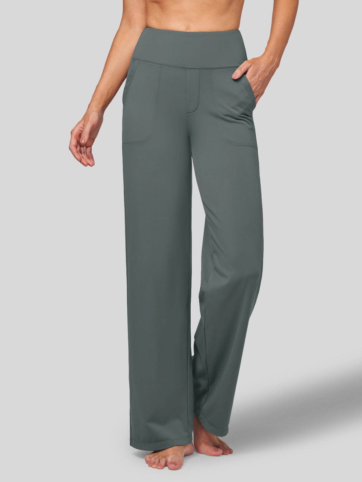 Lavisa - Women's High Rise Yoga Dress Pants - Wide Leg Work Trousers