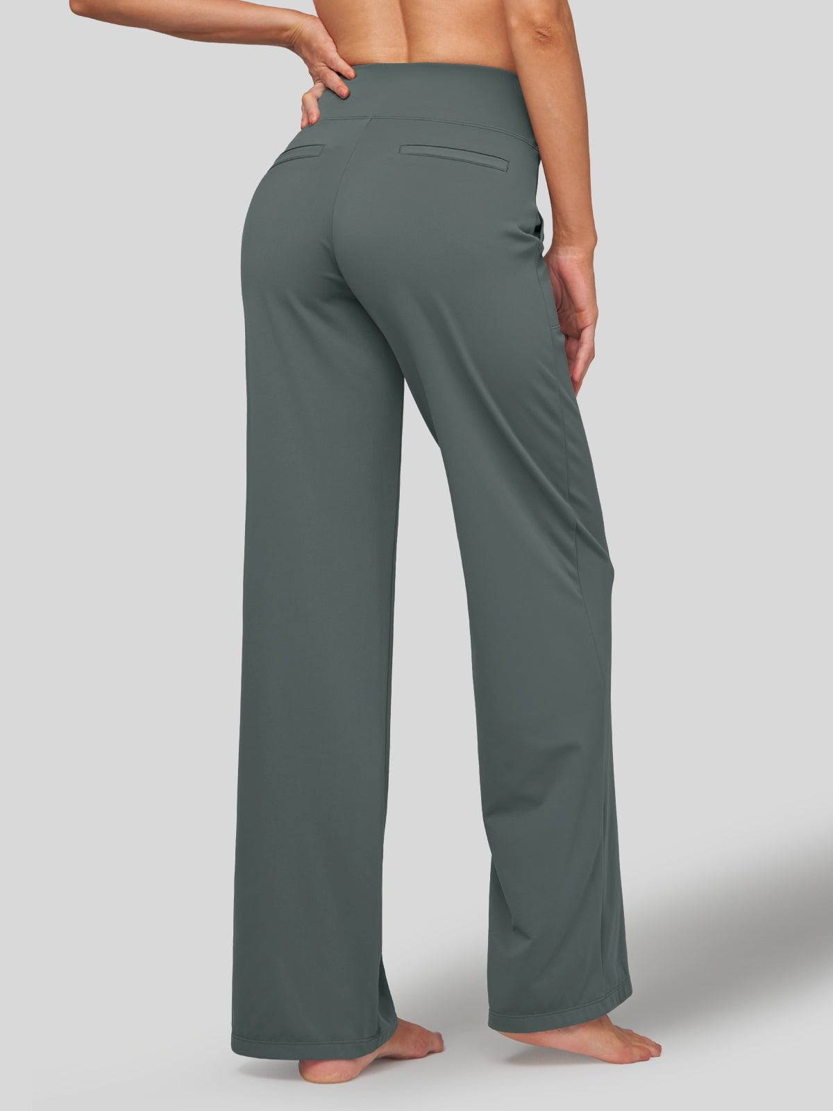 Lavisa - Women's High Rise Yoga Dress Pants - Wide Leg Work Trousers